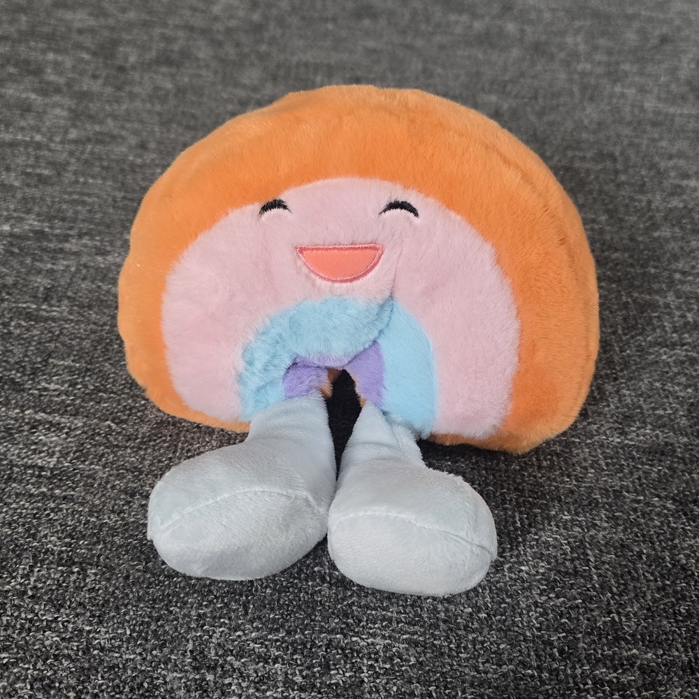 Gigglescape Rainbow Plush Stuffed Toy Orange Pink Blue Smiling Face 6.5 Inch